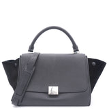 Textured Calfskin and Suede Small Trapeze Luggage Black