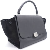 Textured Calfskin and Suede Small Trapeze Luggage Black