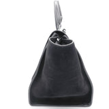 Textured Calfskin and Suede Small Trapeze Luggage Black