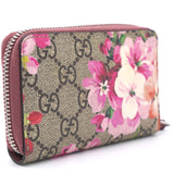 GG Supreme Monogram Blooms Print Zip Around Card Case Wallet Antique Rose