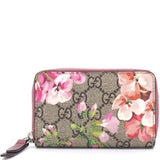 GG Supreme Monogram Blooms Print Zip Around Card Case Wallet Antique Rose