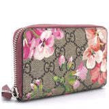 GG Supreme Monogram Blooms Print Zip Around Card Case Wallet Antique Rose