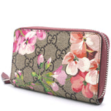 GG Supreme Monogram Blooms Print Zip Around Card Case Wallet Antique Rose