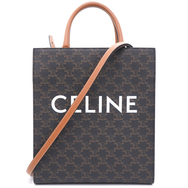 Celine Vertical Cabas In Triomphe Canvas And Calfskin Tote Bag Tan NWT sold  at auction on 3rd March