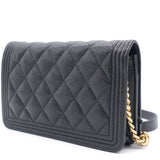 Caviar Quilted Boy Wallet on Chain WOC Black