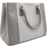 Saffiano Large Galleria Double Zip Tote Grey