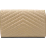 Beige Matelasse Leather Monogram Envelope Wallet on Chain