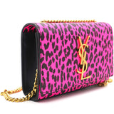 Leopard Print Calfskin Mini Kate Black Pink