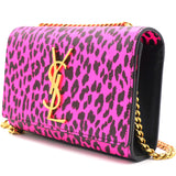 Leopard Print Calfskin Mini Kate Black Pink