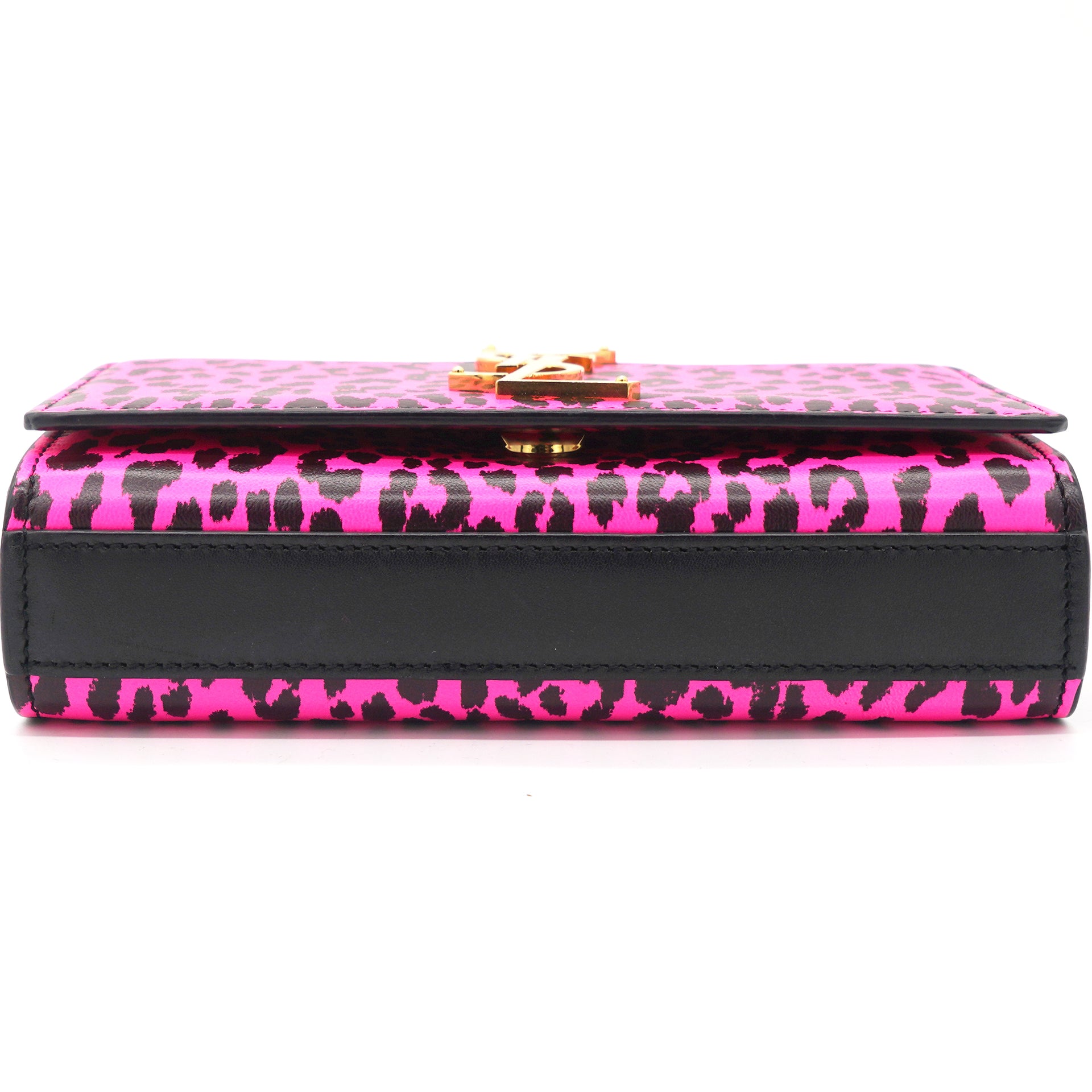 Leopard Print Calfskin Mini Kate Black Pink