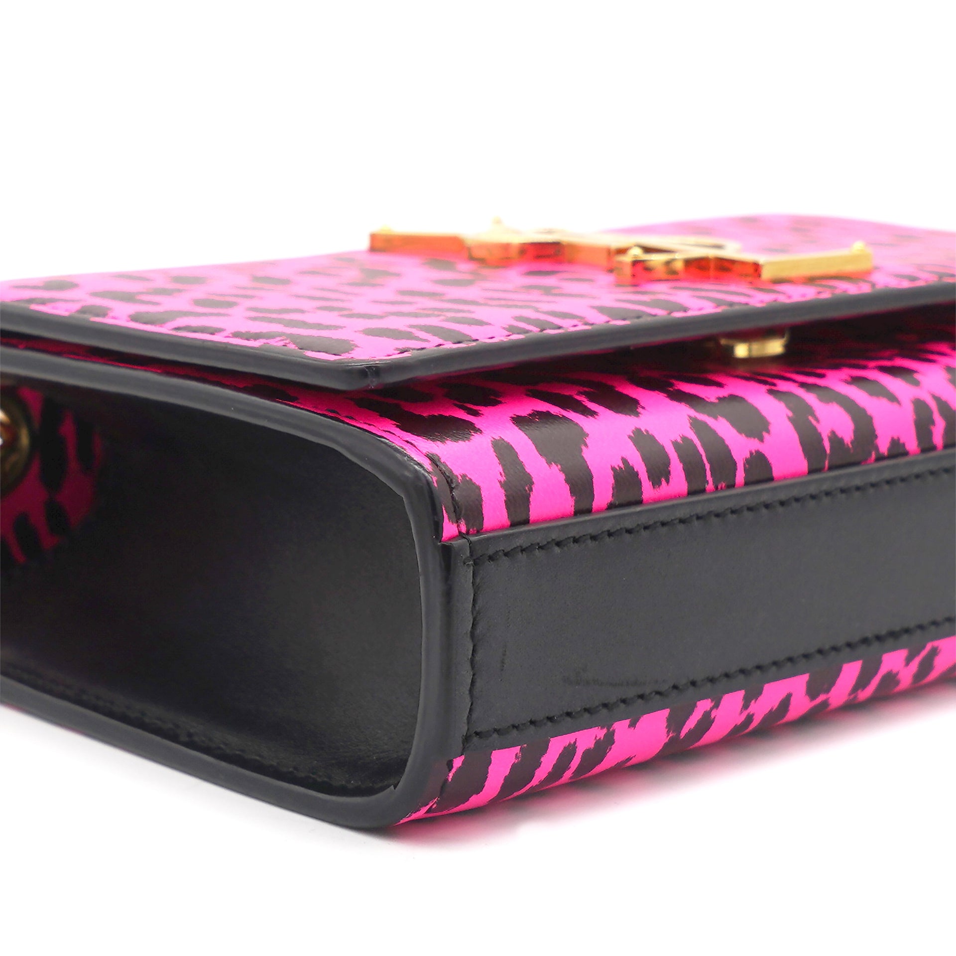 Leopard Print Calfskin Mini Kate Black Pink