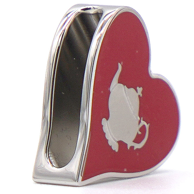 HERMES Heart-shaped Scarf Ring Tea Time Rouge Silver H2 cm W1.9cm with Box  New