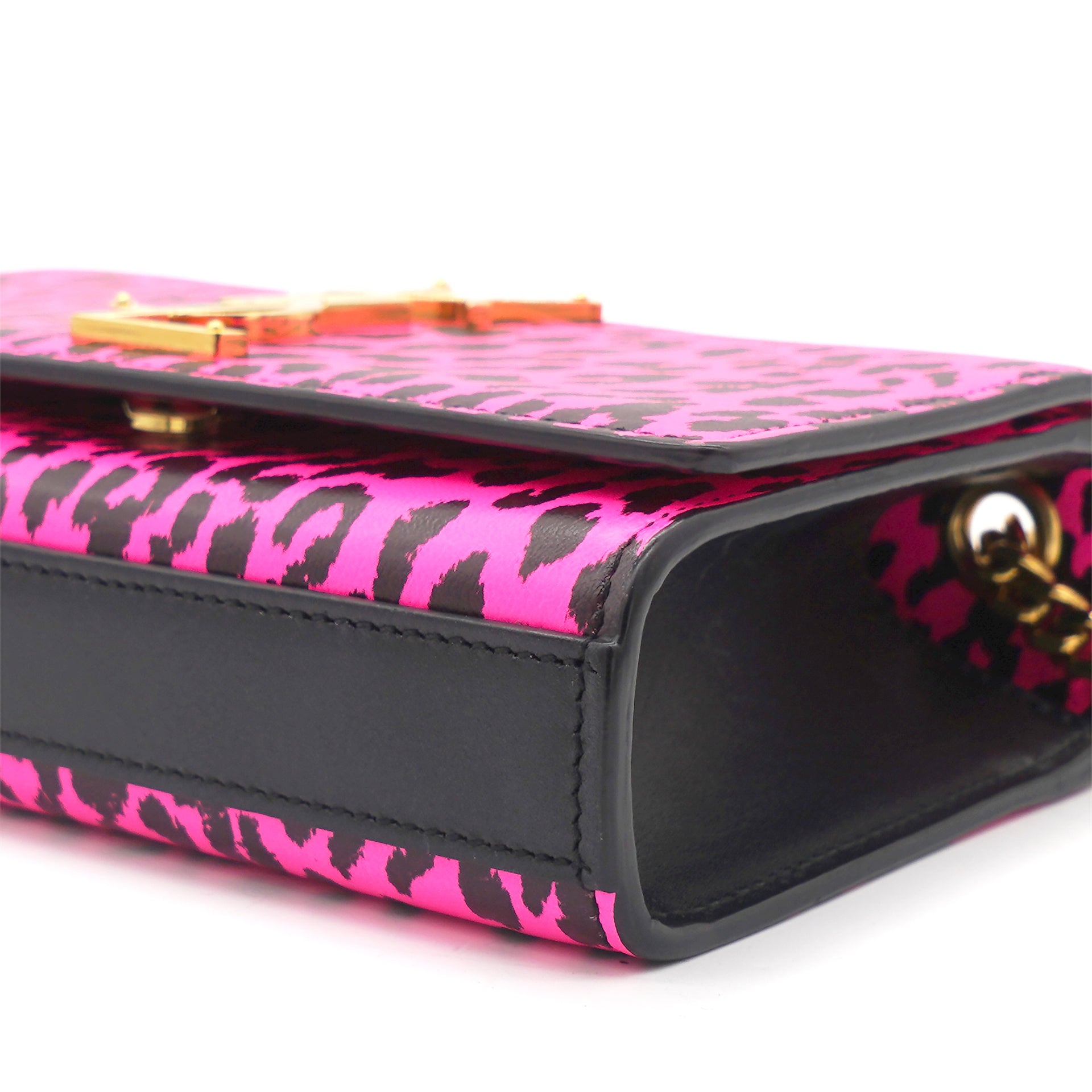 Leopard Print Calfskin Mini Kate Black Pink