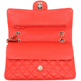 Red Quilted Caviar Leather Classic Double Flap Bag