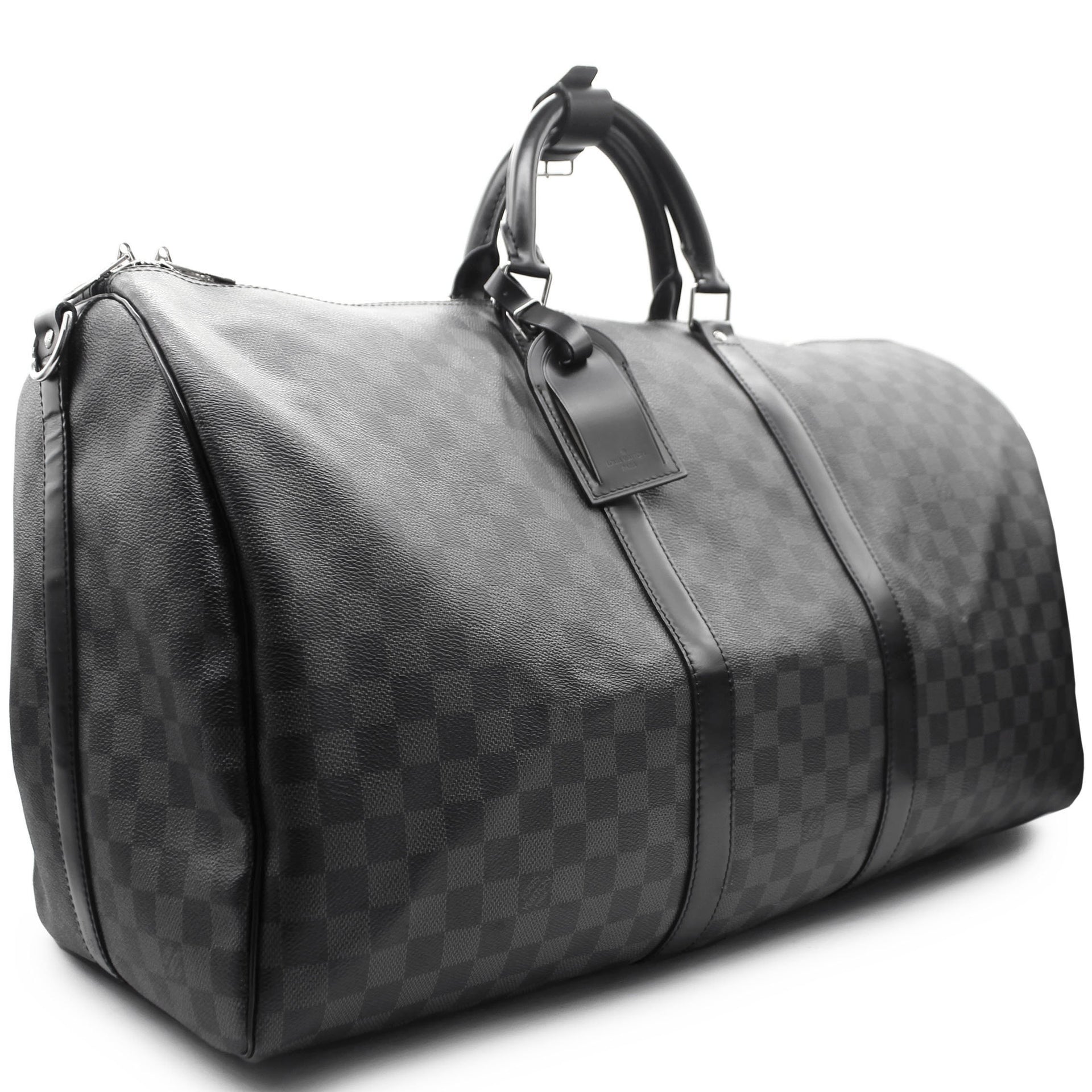 LOUIS VUITTON Keepall 45 Damier Graphite Bandouliere Travel Bag Black