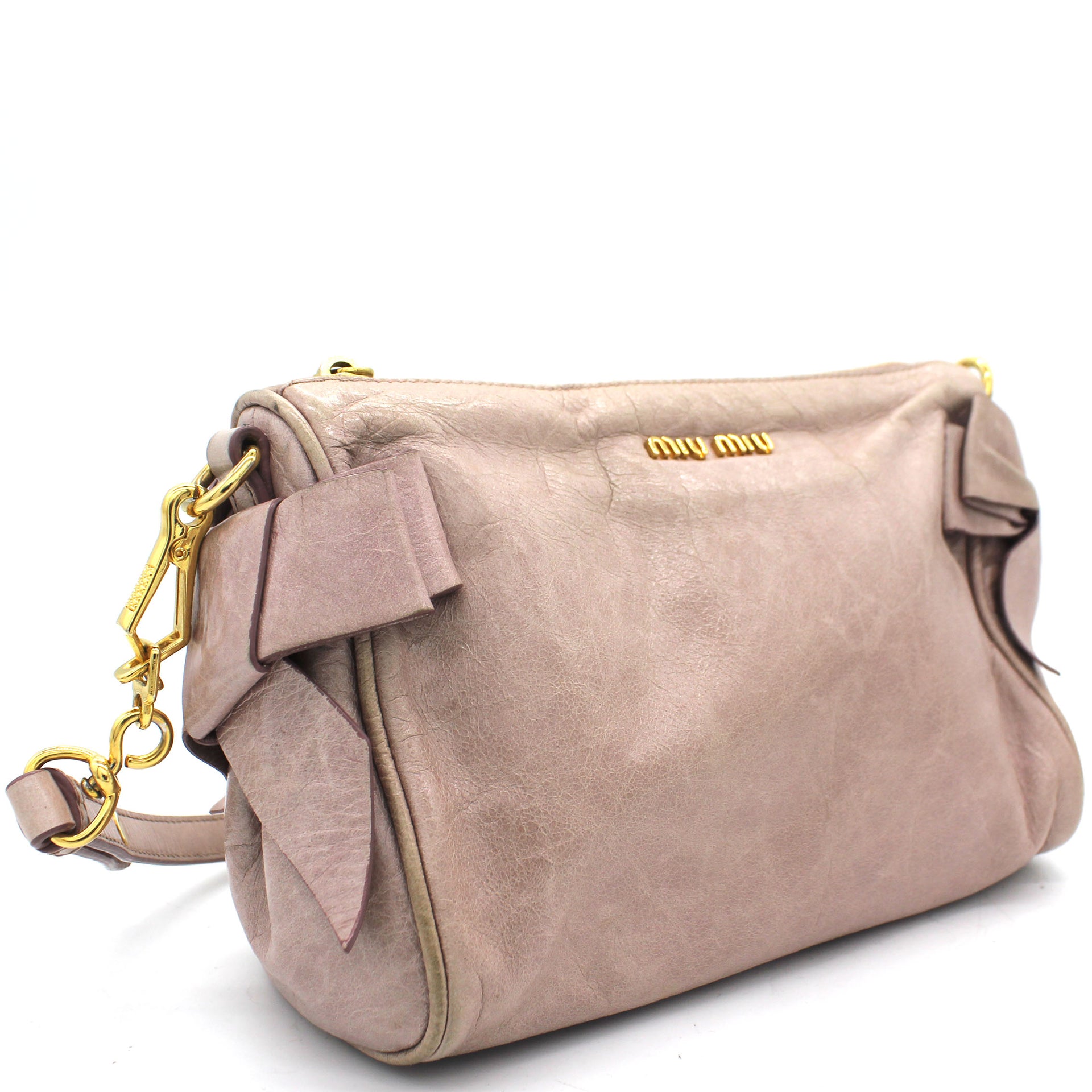 Authentic Miu Miu Prada Vitello Lux Vitello Mini Bow Handbag Bag