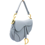 Grained Calfskin Saddle Bag Medium Cloud Blue