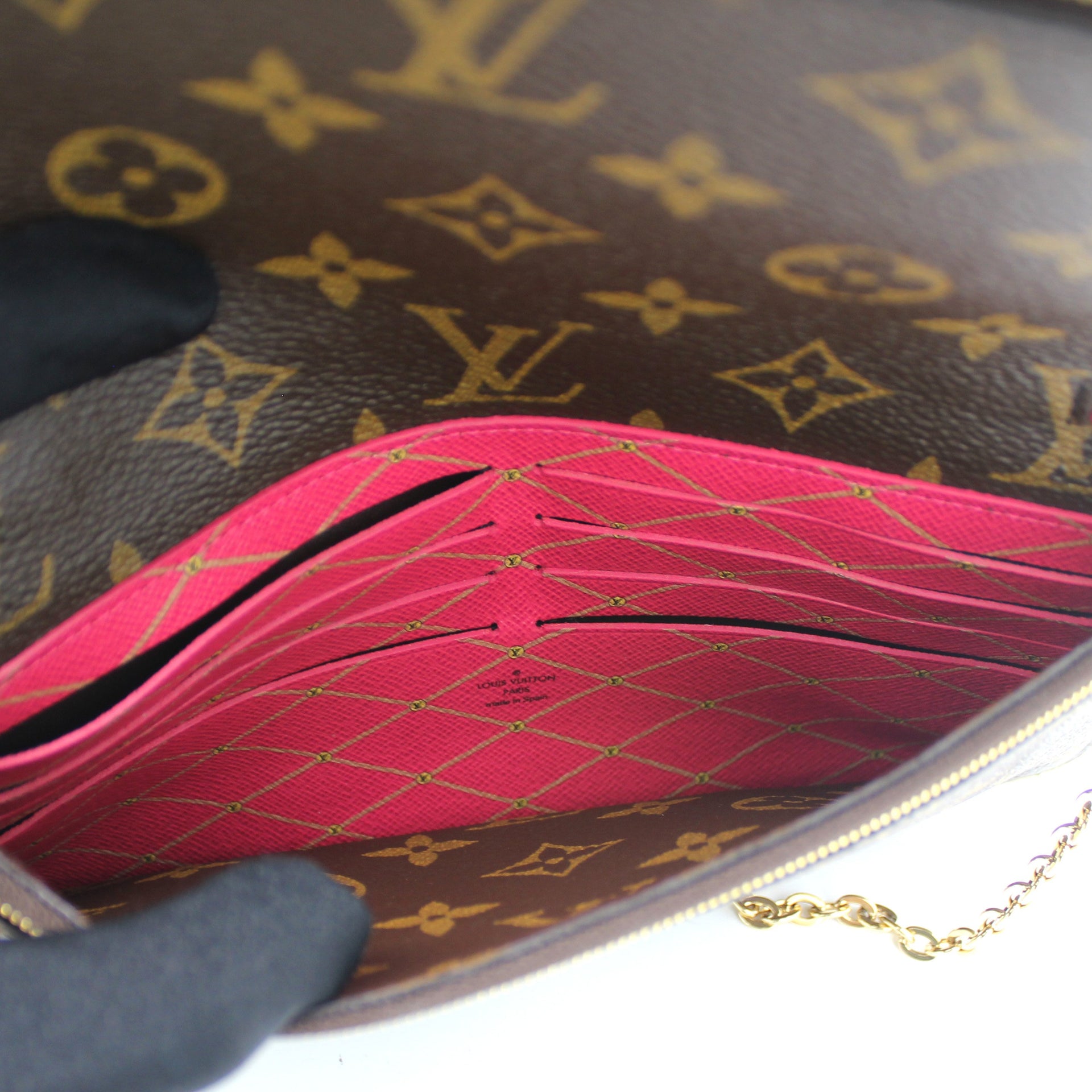 Auth Louis Vuitton Monogram Shoulder Wallet Summer Trunk Pochette Weekend  M62456
