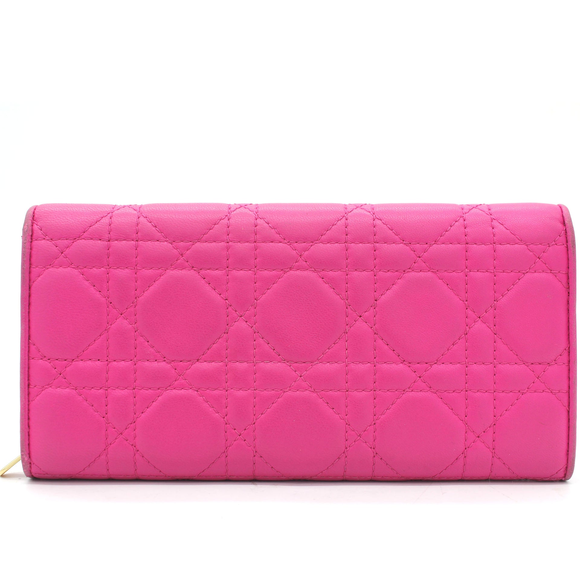 Pink Cannage Leather Lady Dior Wallet on Chain