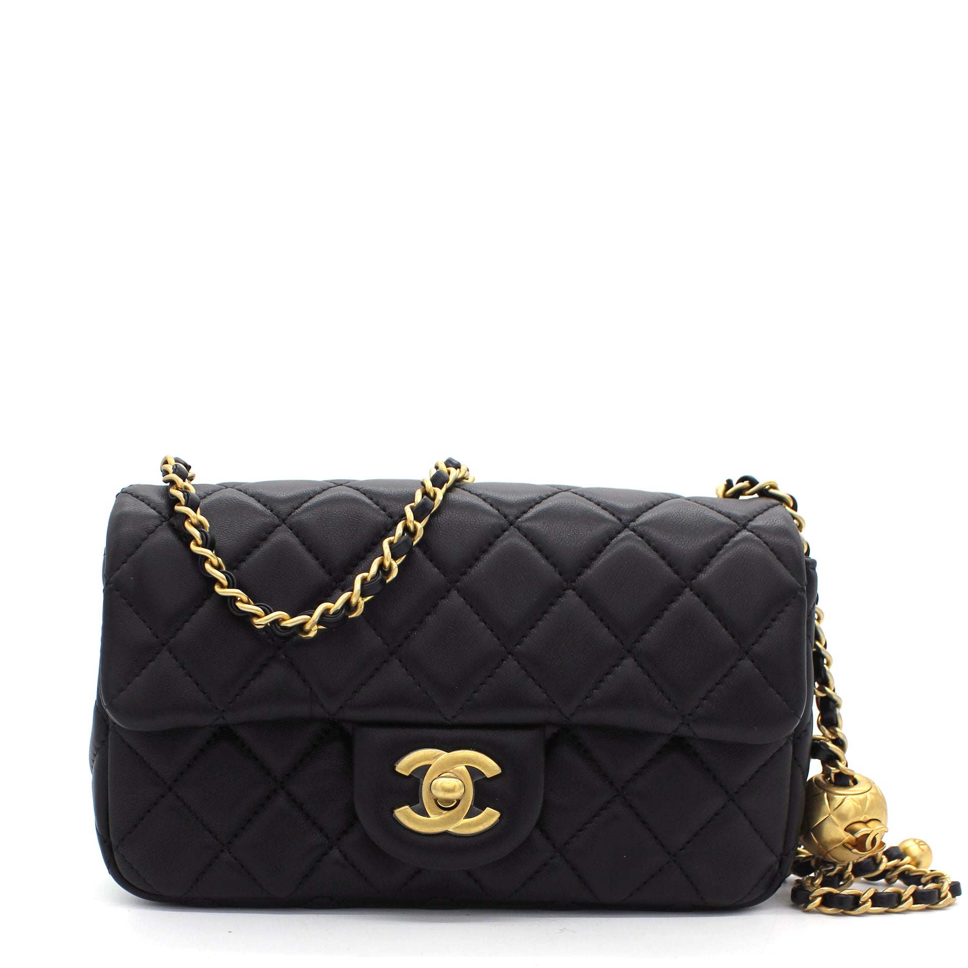 Chanel Mini Square Pearl Crush Quilted Grey Lambskin Gold Hardware  Coco  Approved Studio