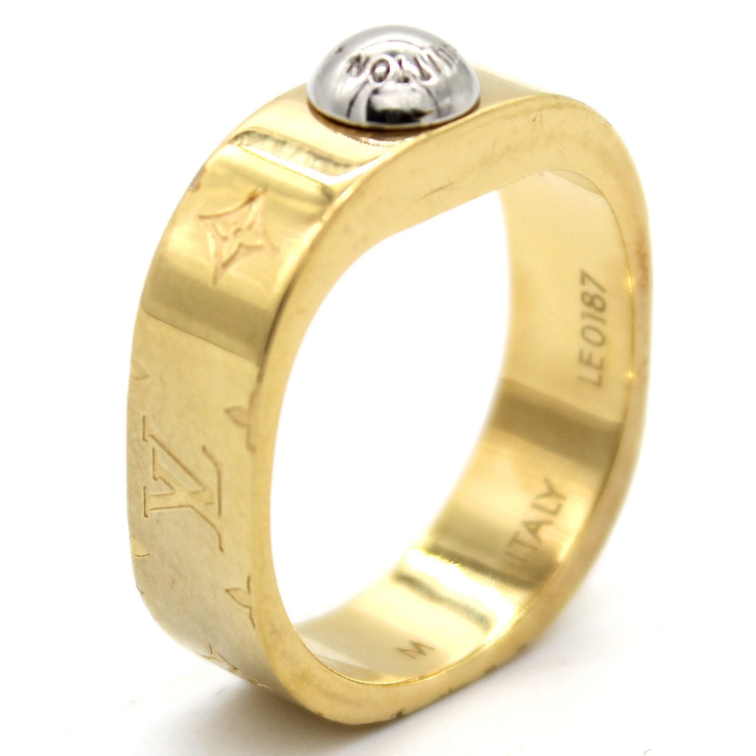 Louis Vuitton Goldtone Metal Nanogram Ring Size M - Yoogi's Closet
