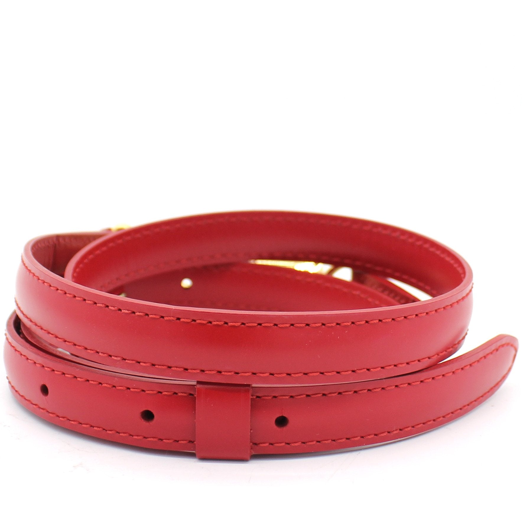 LOUIS VUITTON Shoulder strap leather Red Red unisex Used –