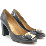 Bow Block Heels Dark Grey 7