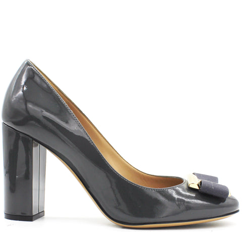 Bow Block Heels Dark Grey 7