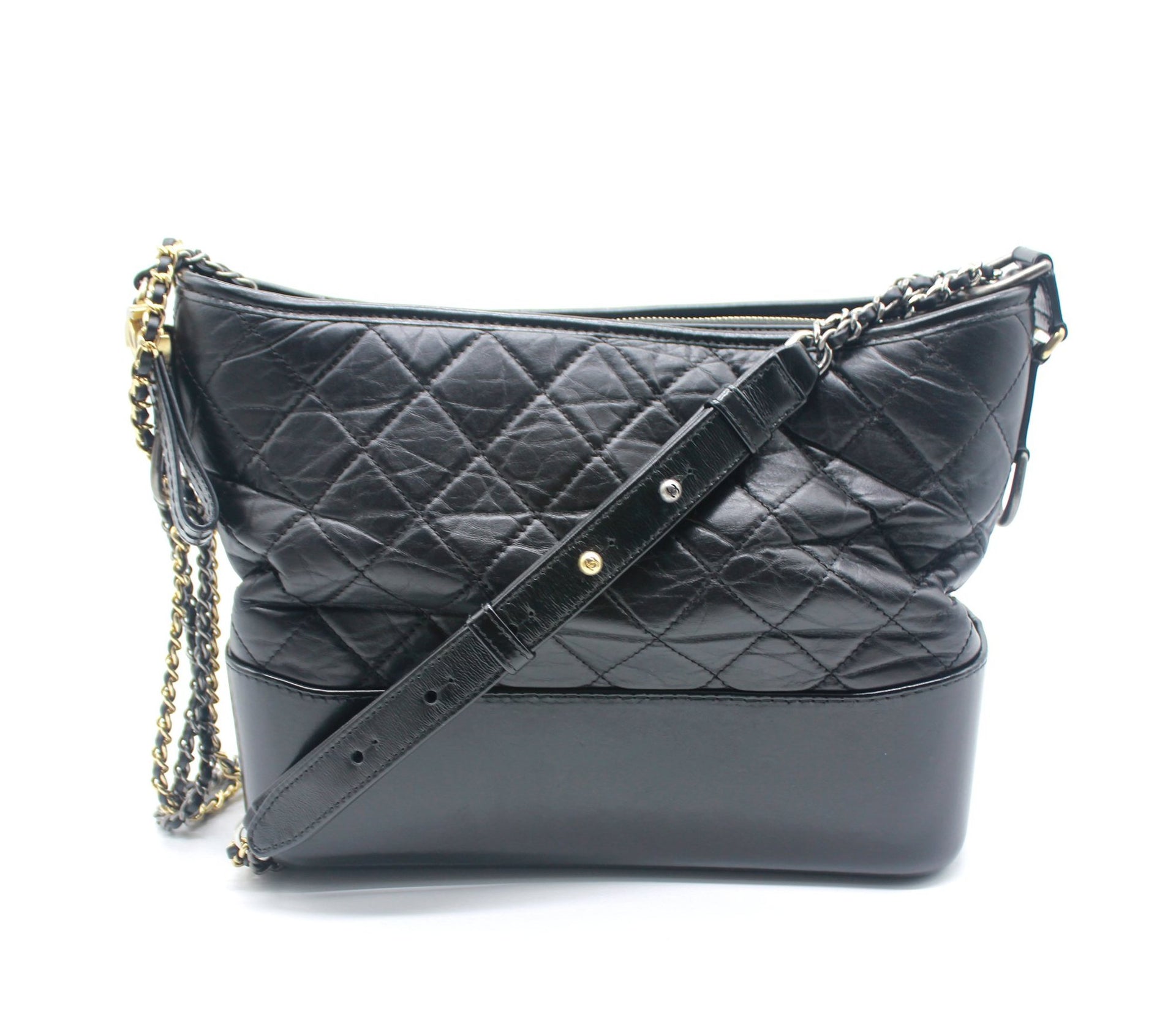 Chanel Black Quilted Leather Gabrielle With Novelty Strap Hobo