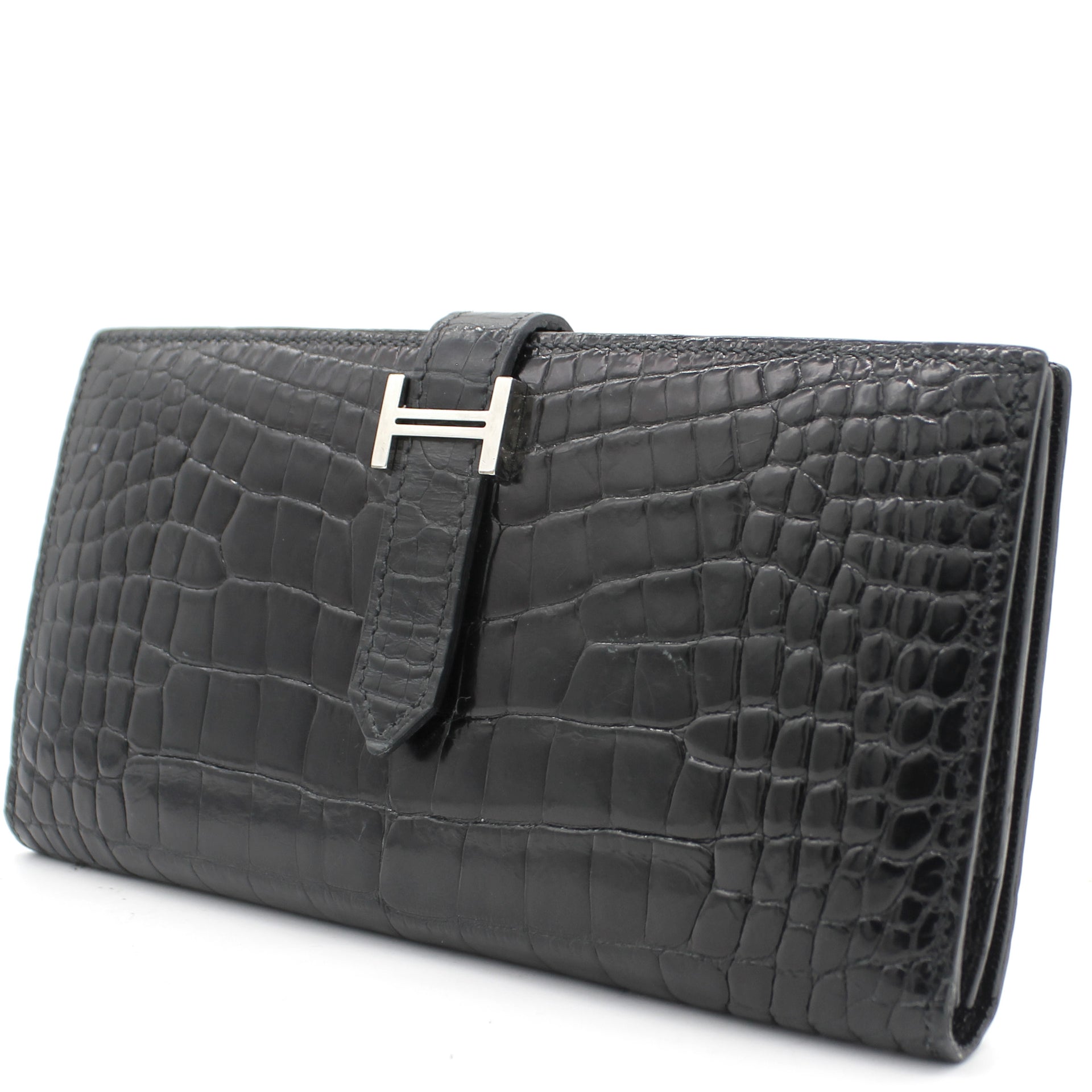 Hermes Bearn Wallet Epsom Calfskin and Black PVD Plated 'H' tab in Calfskin  Leather with Black-tone - US