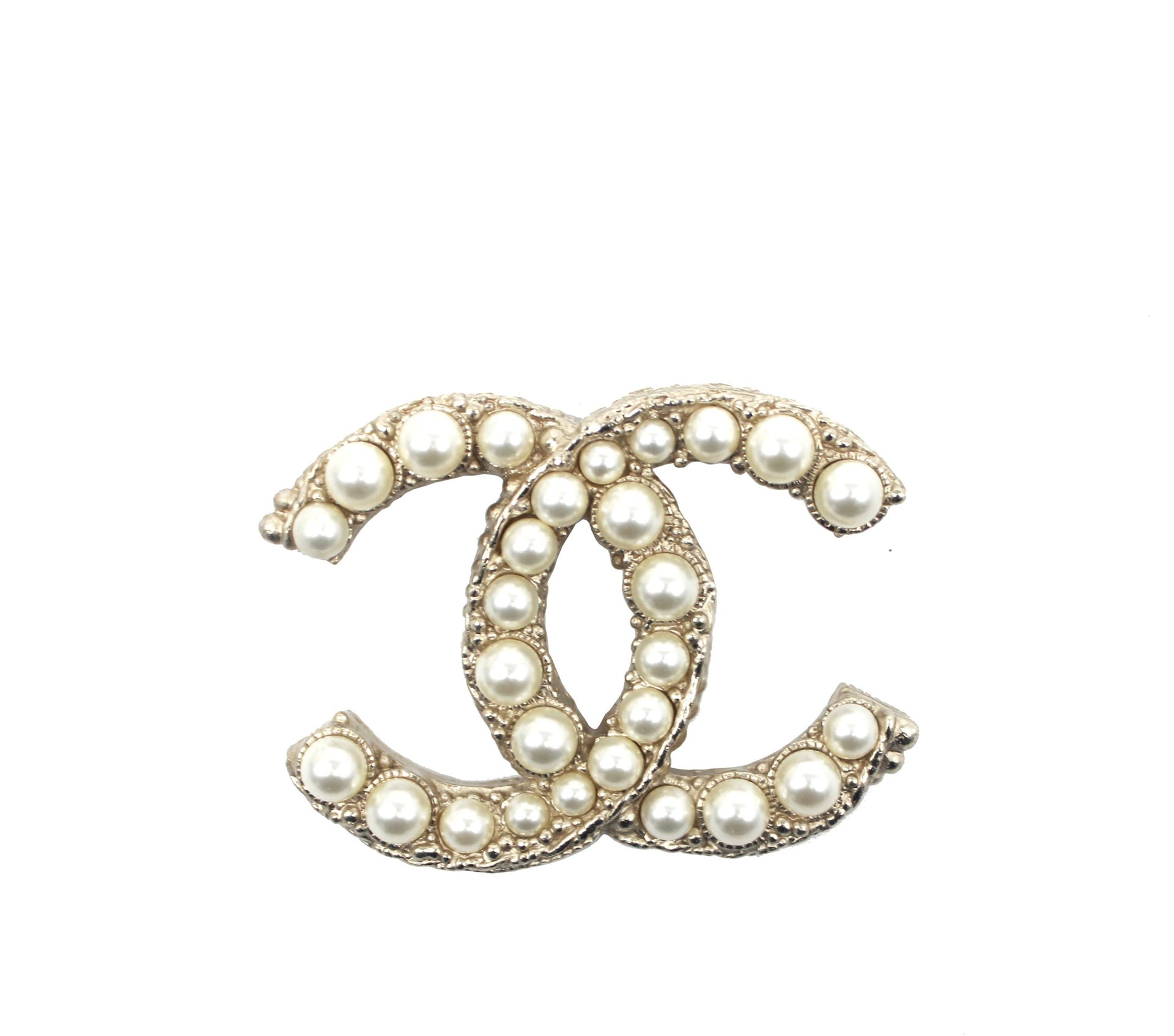 CHANEL Gold CC Crystal Pearl Large Brooch Circa 2020  Chelsea Vintage  Couture