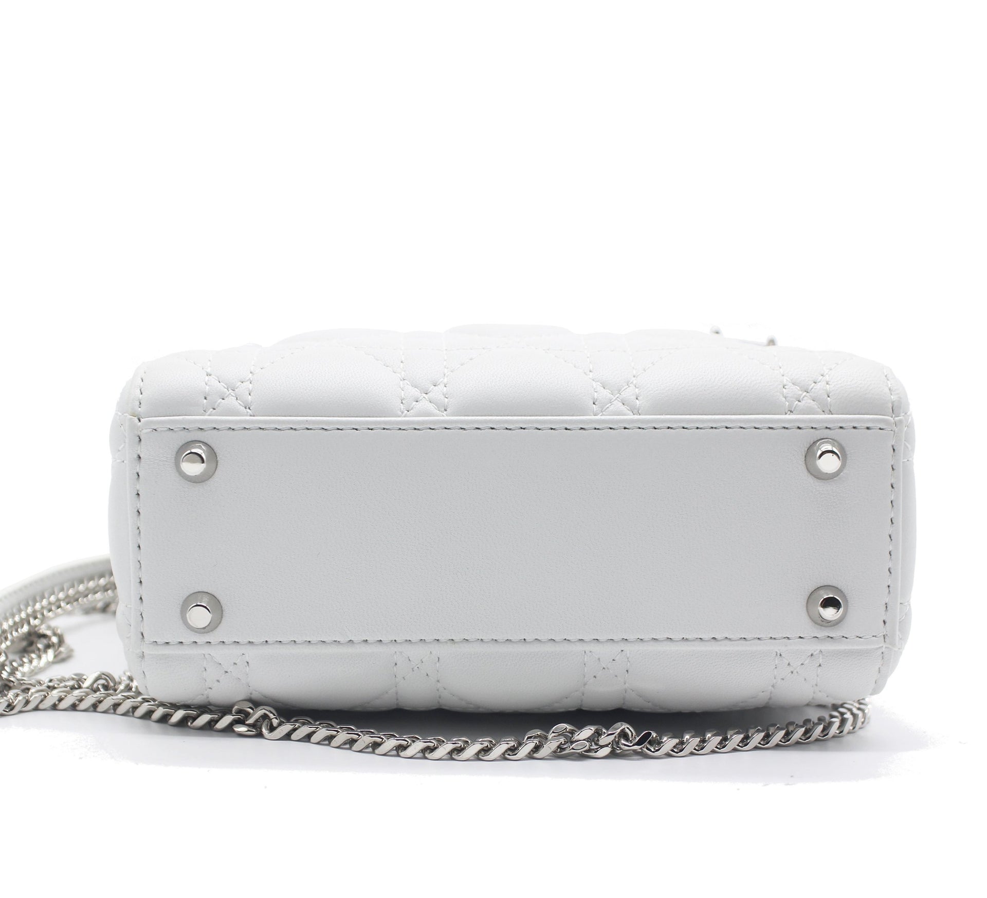 Dior Mini Lady Dior with Chain in White Lambskin Leather – STYLISHTOP