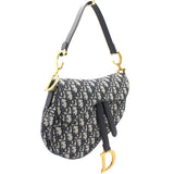 Blue Oblique Jacquard Medium Saddle Bag