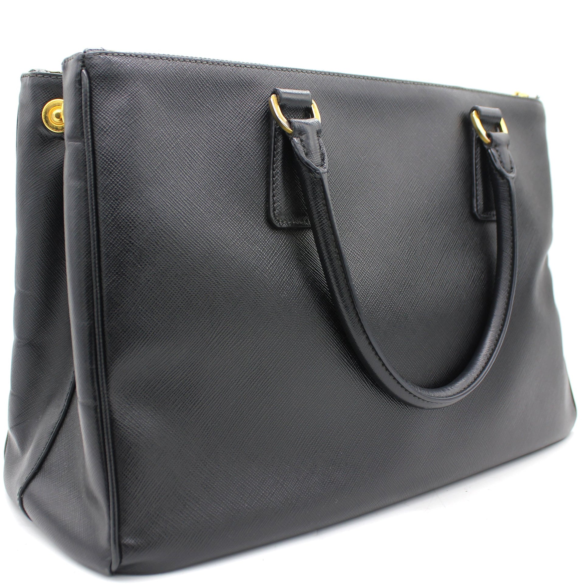 Prada Saffiano Medium Executive Tote Bag, Black (Nero), Double Zip Tote Bag