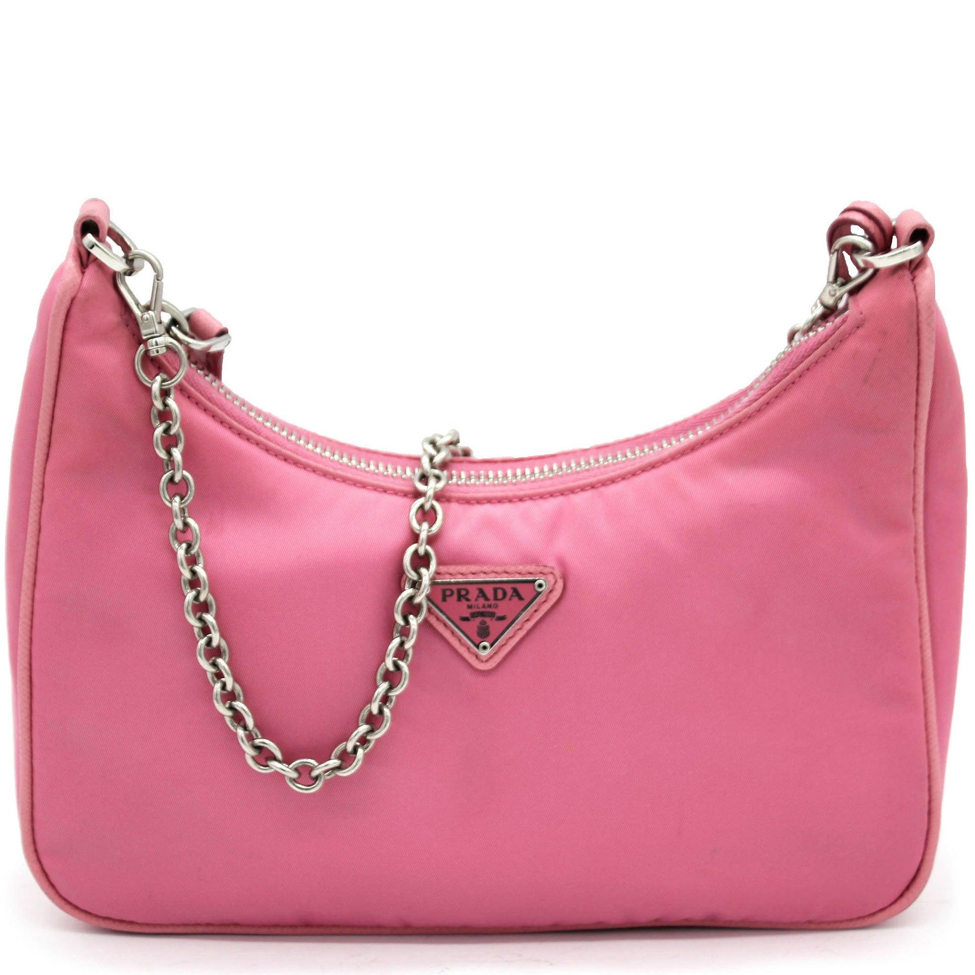 Prada Re-edition 2005 Nylon Chain Shoulder Bag - Pink