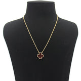 Vintage Alhambra Carnelian 18k Yellow Gold Pendant Necklace