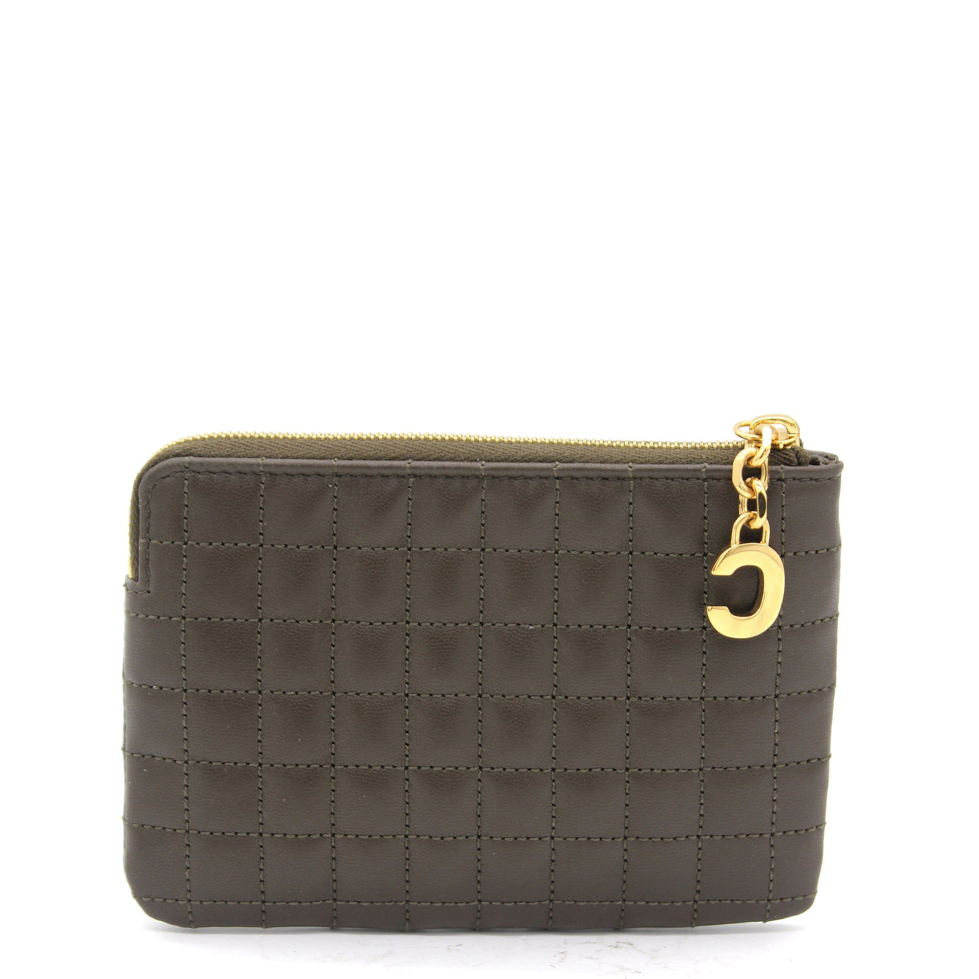 Celine C Charm Quilted Calfskin Card and Coin Case- Gold 10B823BFR