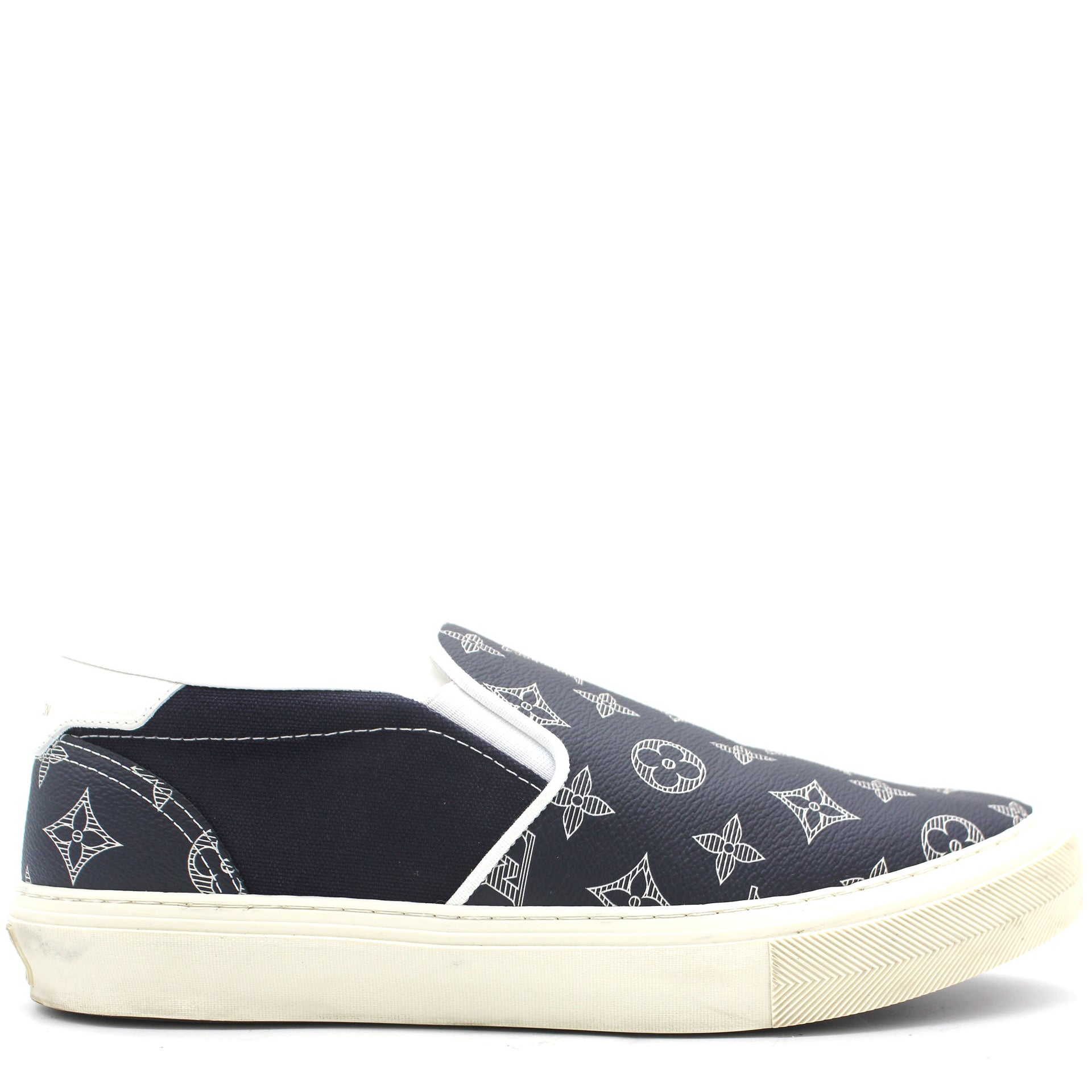 NEW LOUIS VUITTON TROCADERO LEATHER LOW TRAINERS IN BLUE LV