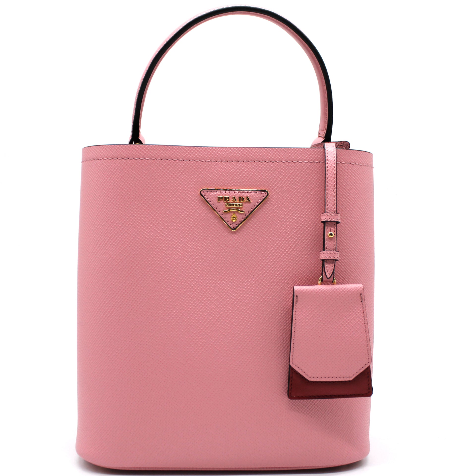 Powder Pink/black Medium Saffiano Leather Prada Panier Bag