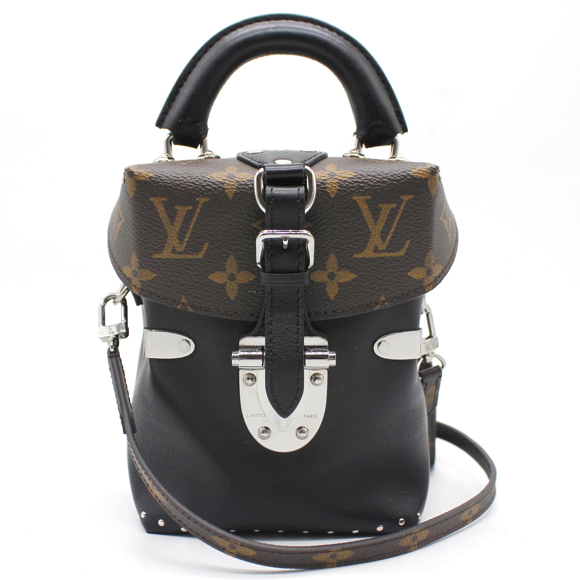 LV Louis Vuitton WOMEN'S MONOGRAM LEATHER BOX SHOULDER BAG