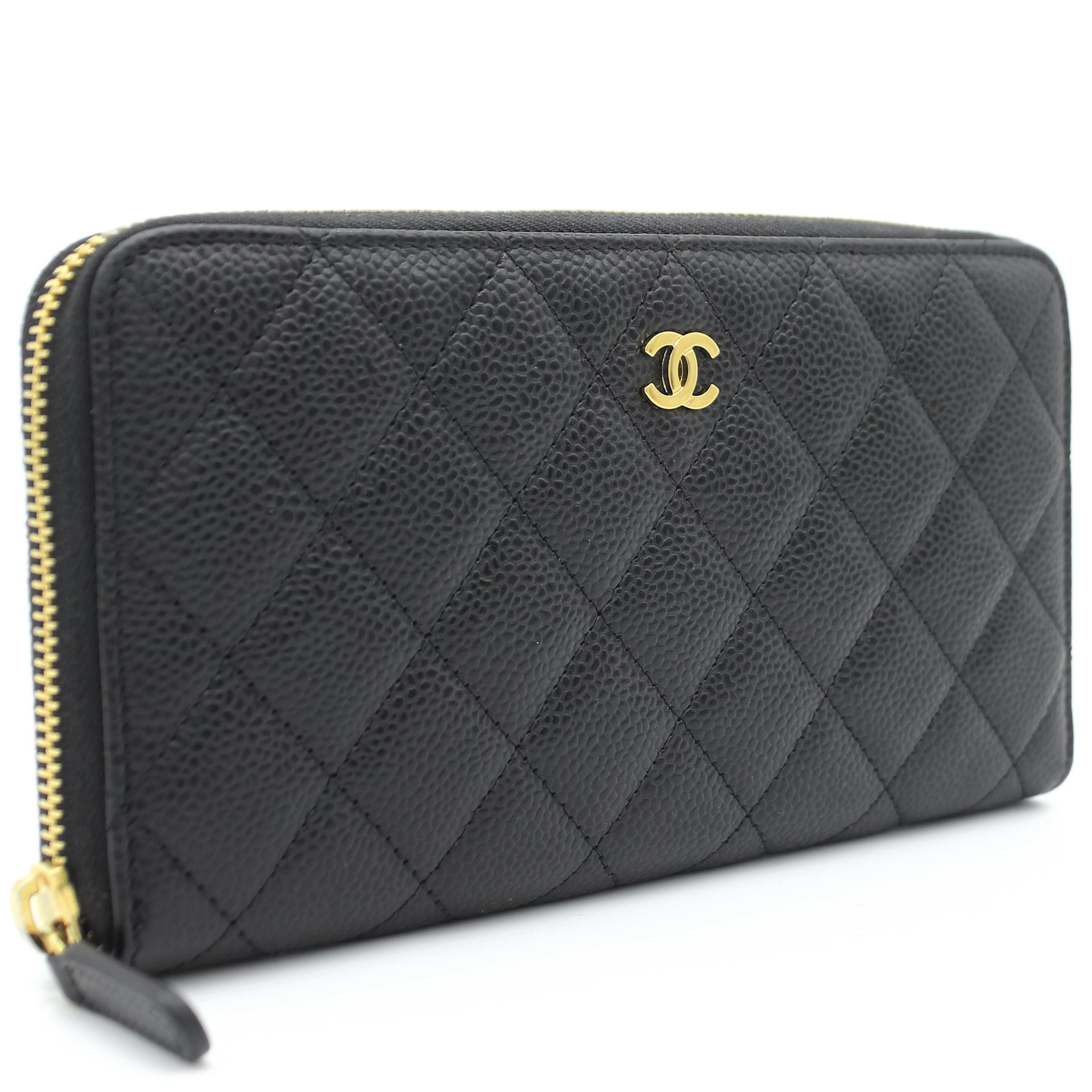 Chanel Black Quilted Caviar Zipped Coin Purse