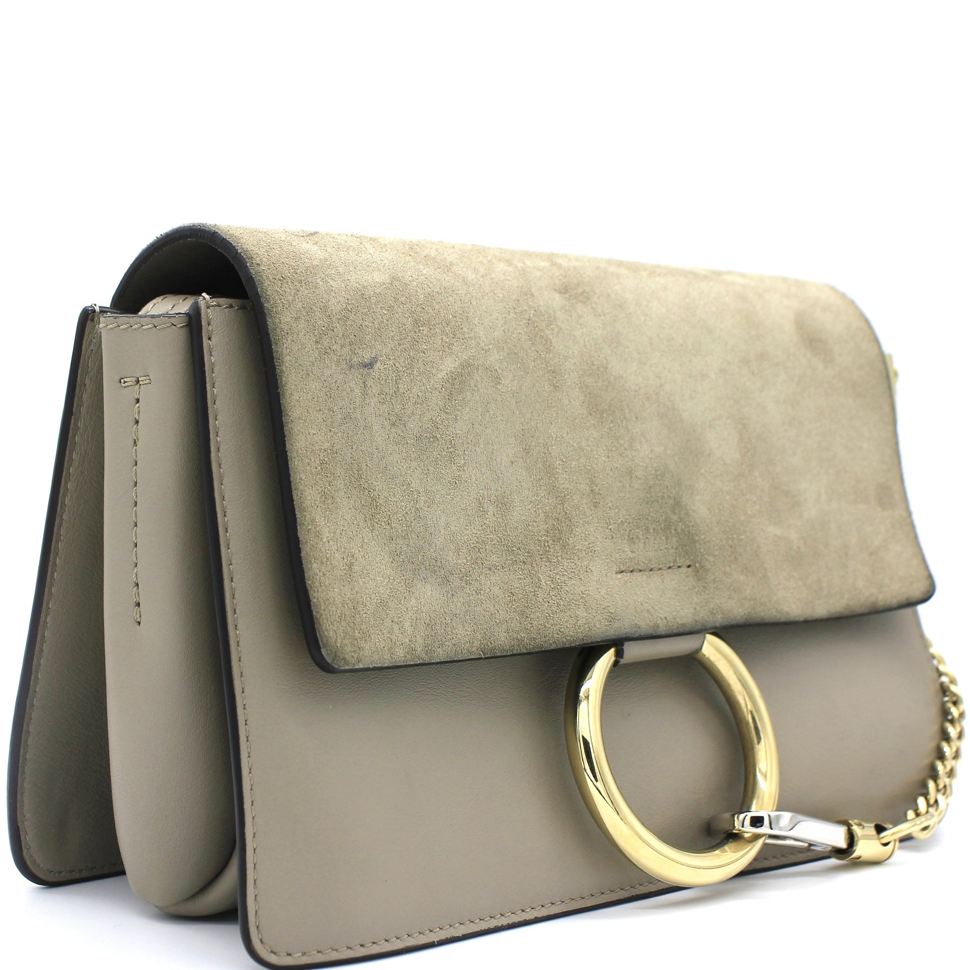 Chloe Faye Crossbody Bag Mini Grey in Calfskin Leather - US