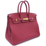 Birkin 35 handbag Rouge Grenade Togo