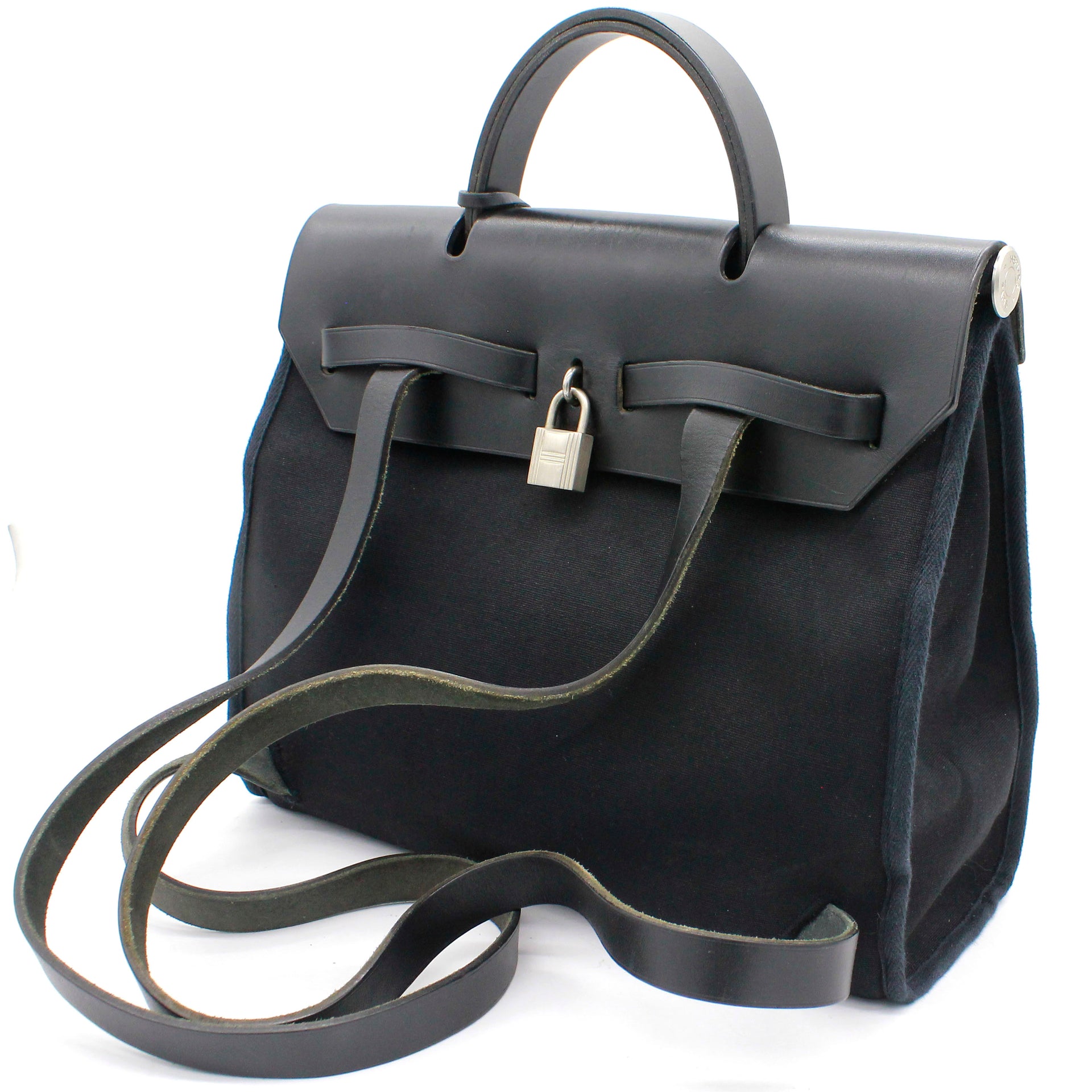 Hermes Black Canvas and Leather 2-in-1 Herbag Backpack Hermes