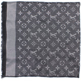 Louis Vuitton monogram Black Denim Tone on tone shawl weaved