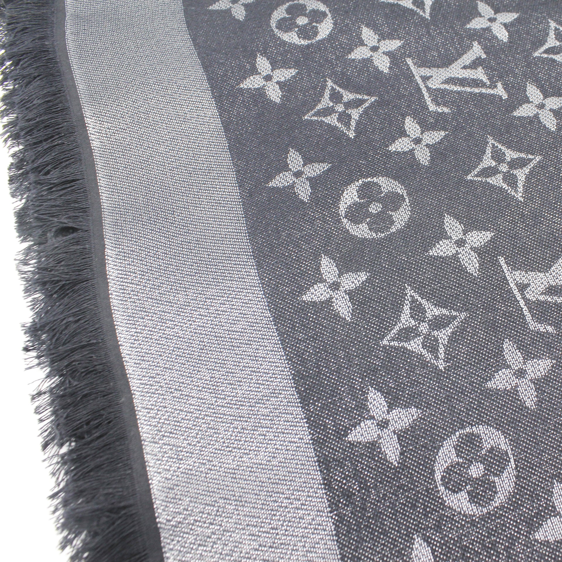 Louis Vuitton monogram DENIM shawl Black Silk Wool ref.170425 - Joli Closet