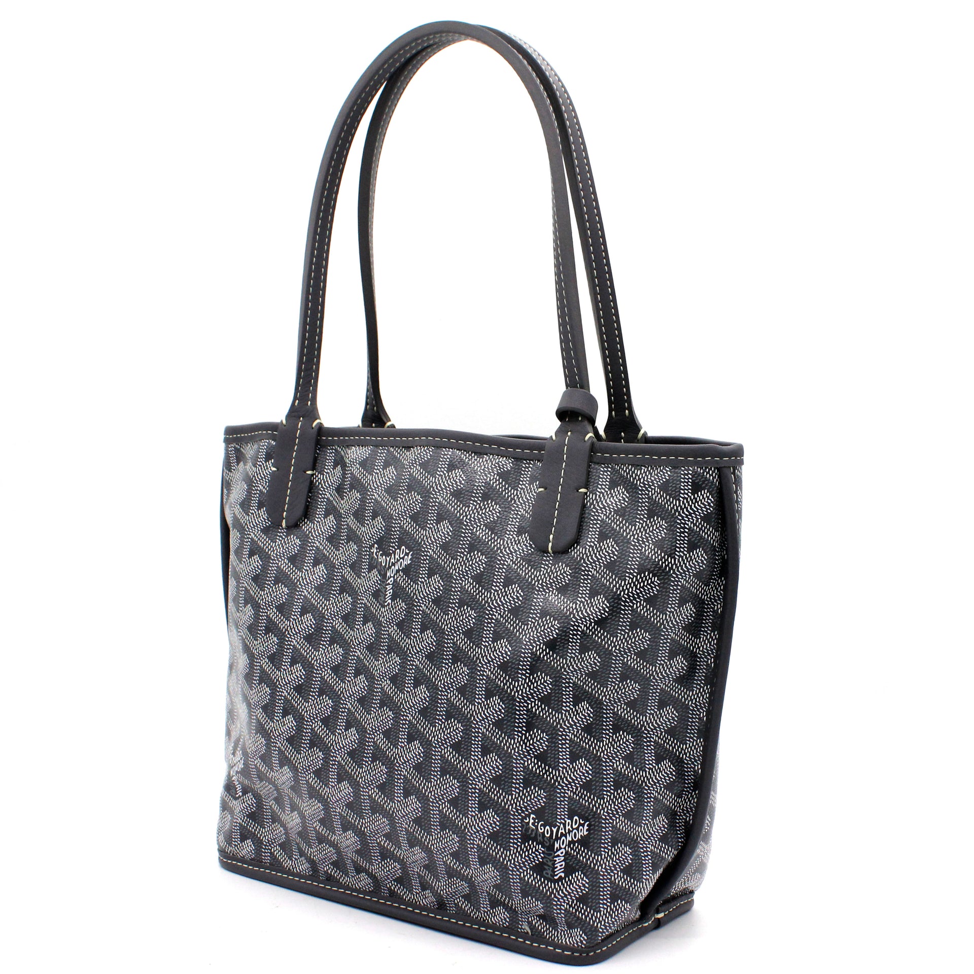 goyard saint louis small tote bag grey canvas grey leather, with dust