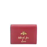 Red Leather Blind For Love Bee Accent Bifold Wallet