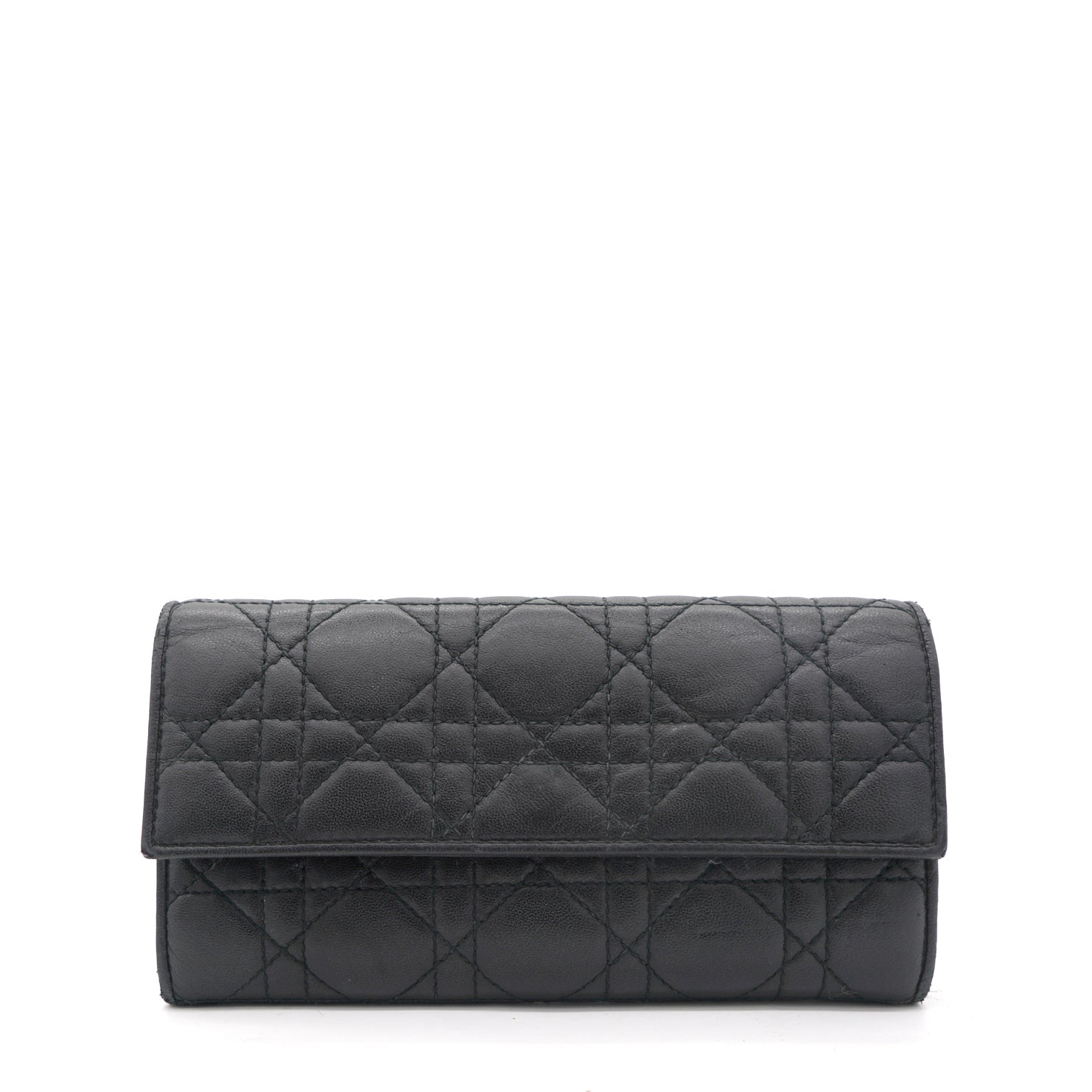 Black Cannage Quilted Leather Lady Dior Long Wallet