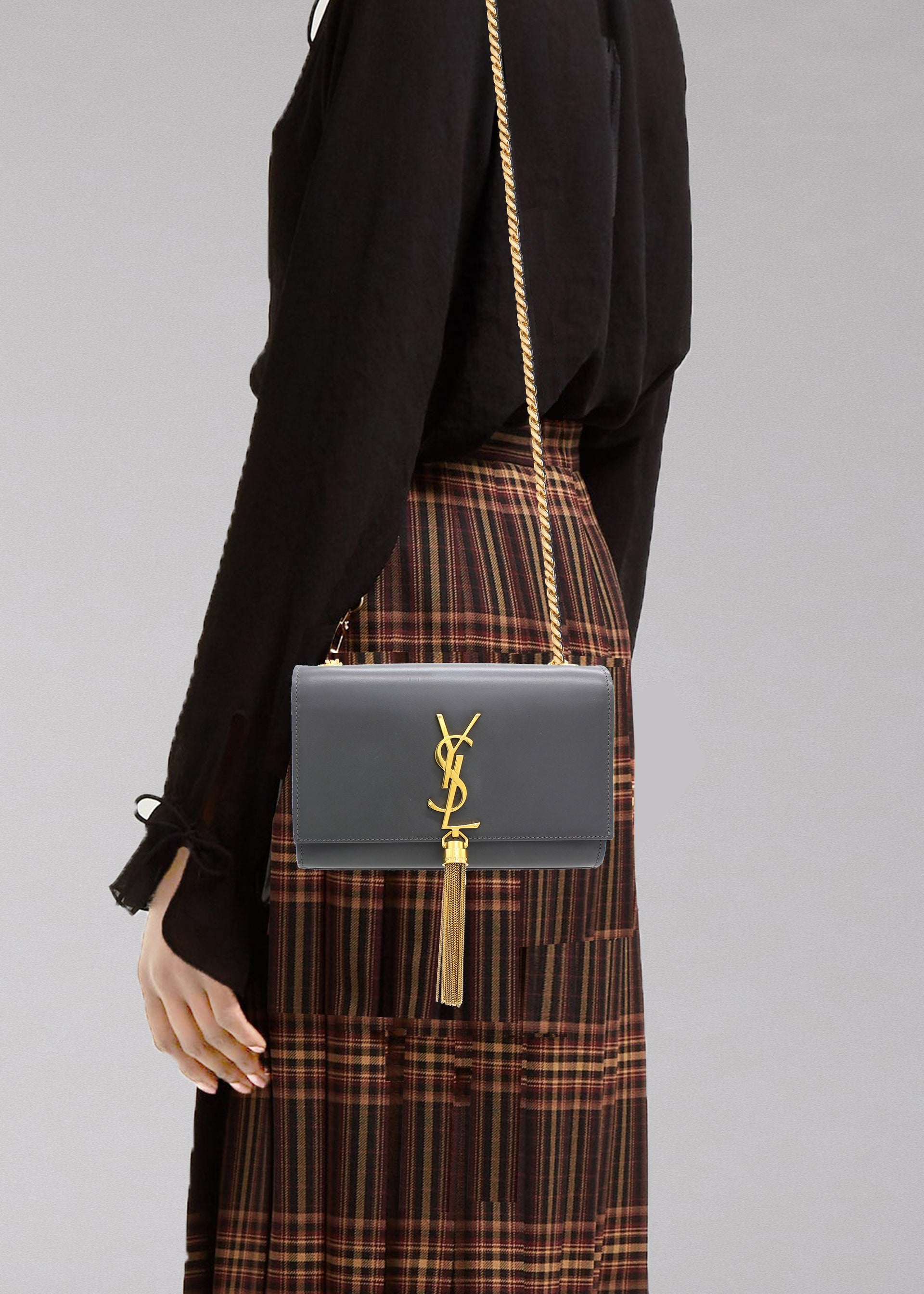 Saint Laurent Small Kate Croc-effect Crossbody Bag